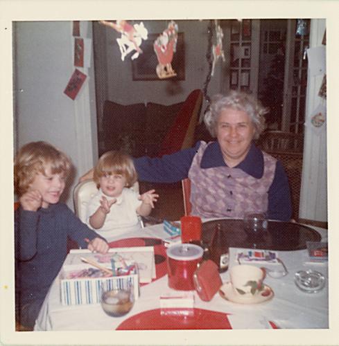 1972-12 Chris, Michael & Grandma, Christmas in Queens Village NY